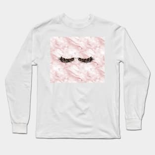Pink marble rose gold lashes Long Sleeve T-Shirt